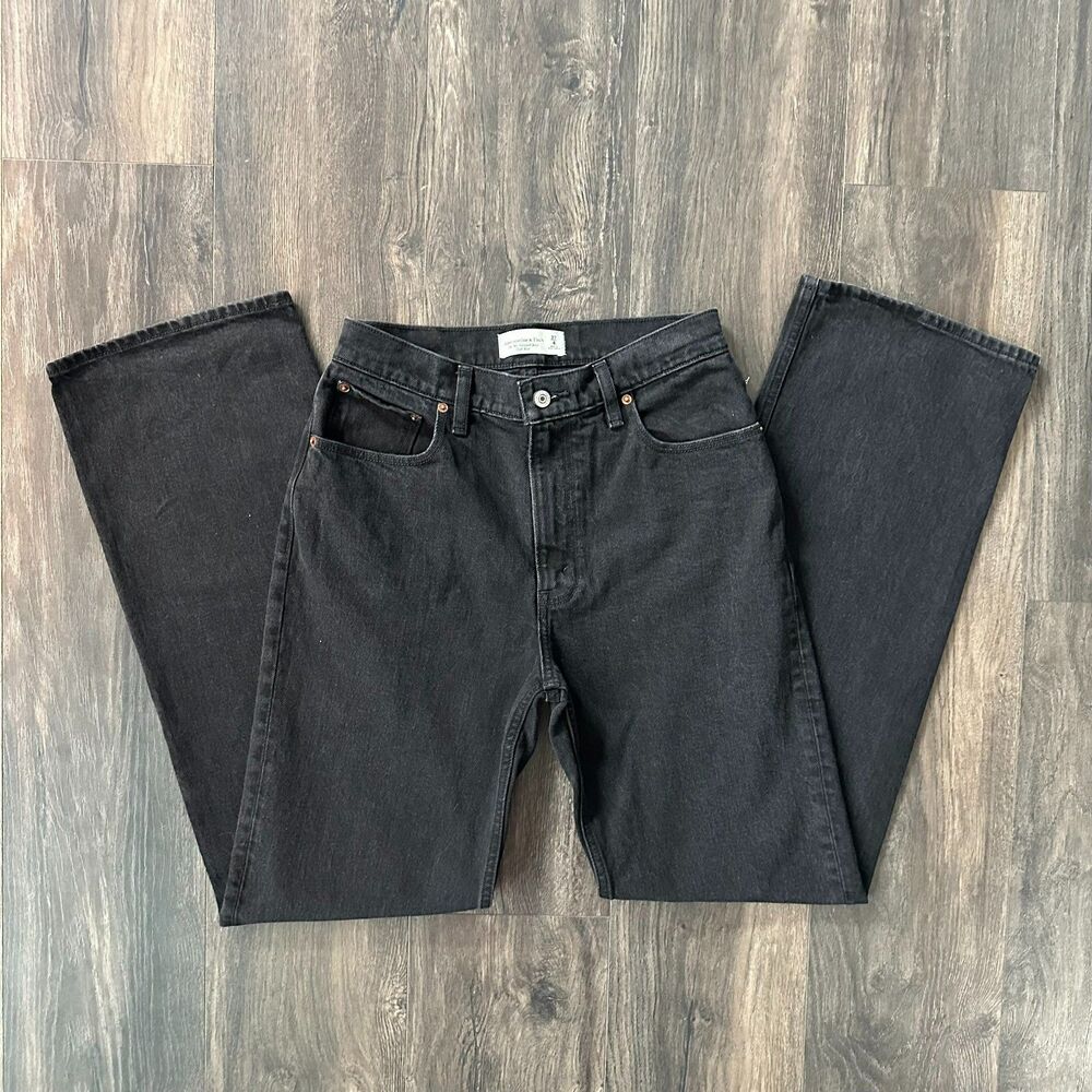 NWT Abercrombie & Fitch 90s Relaxed Jean High Rise Black Denim Pants Sz 27 Tall